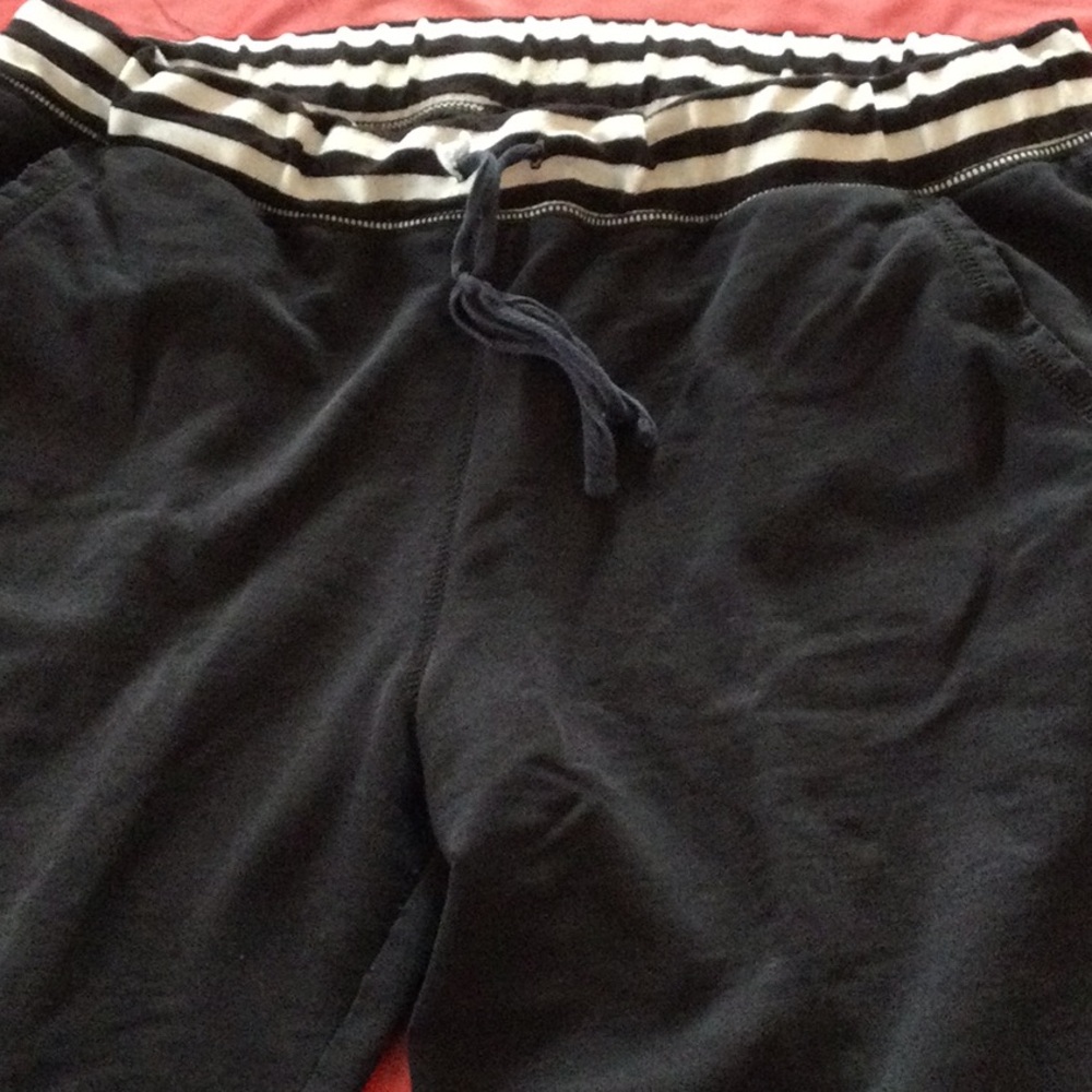 Black Jogger Pants with Striped Waistband